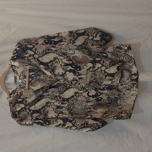Notations Snakeskin Print Blouse in Pink, Cream, and Brown